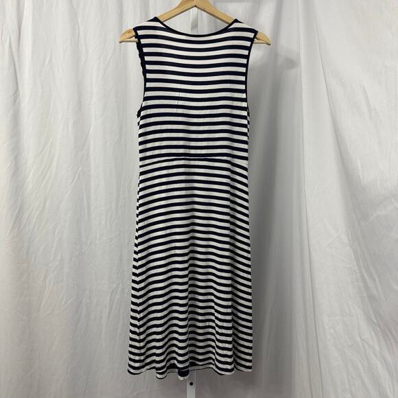 Boston Proper Sleeveless Dress Small Nautical Navy Blue White Striped Twist - Picture 10 of 10